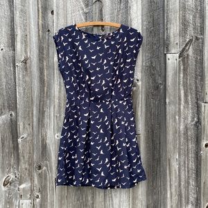 Bird Print Dress with Pockets